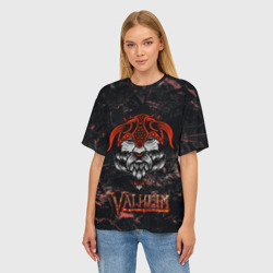 Женская футболка oversize 3D Valheim лицо викинга - фото 2
