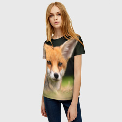 Женская футболка 3D Мордочка  лисицы - фото 2