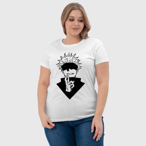 Женская футболка хлопок с принтом Магическая битва - Годжо, фото #4