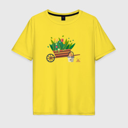 Мужская футболка хлопок Oversize Тележка с цветами