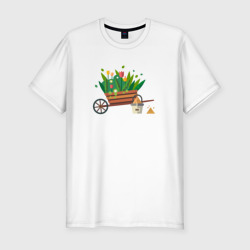 Приталенная футболка Тележка с цветами (Мужская)