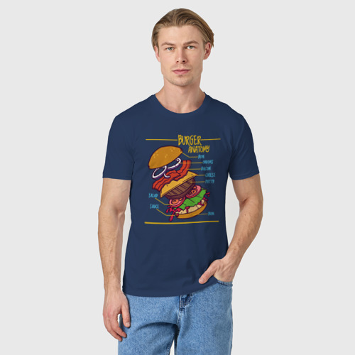 Мужская футболка хлопок с принтом Схема Анатомия Бургера, фото на моделе #1