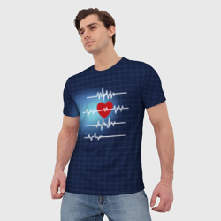 Мужская футболка 3D Ритм Сердца - фото 2