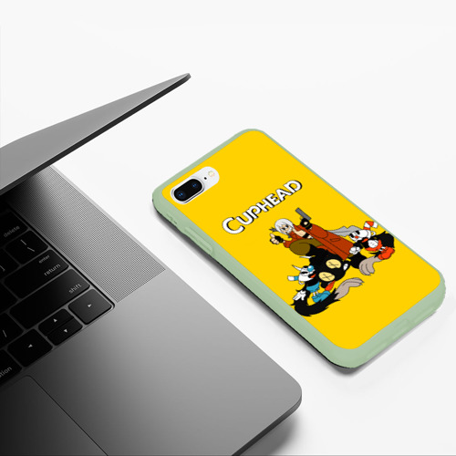 Чехол для iPhone 7Plus/8 Plus матовый Cuphead x DMC, цвет салатовый - фото 5