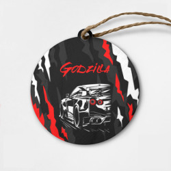 Деревянная игрушка круг Nissan GT-r Godzilla
