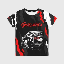 Детская футболка 3D Nissan GT-r Godzilla