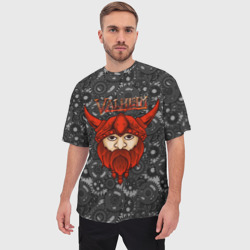 Мужская футболка oversize 3D Valheim красный викинг - фото 2