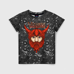 Детская футболка 3D Valheim красный викинг