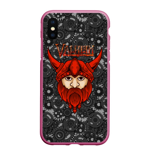 Чехол для iPhone XS Max матовый Valheim красный викинг, цвет малиновый