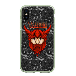 Чехол для iPhone XS Max матовый Valheim красный викинг