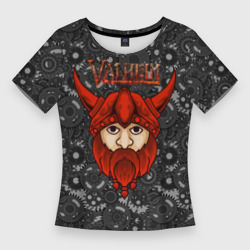 Женская футболка 3D Slim Valheim красный викинг