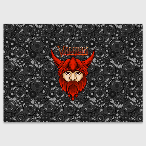Поздравительная открытка Valheim красный викинг, цвет белый