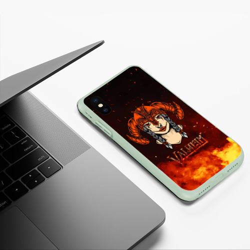 Чехол для iPhone XS Max матовый Valheim девушка воин , цвет салатовый - фото 5