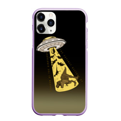 Чехол для iPhone 11 Pro Max матовый НЛО похищает динозавров