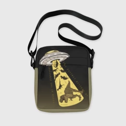 Сумка через плечо 3D НЛО похищает динозавров