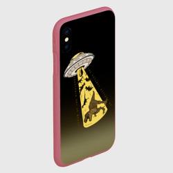 Чехол для iPhone XS Max матовый НЛО похищает динозавров - фото 2