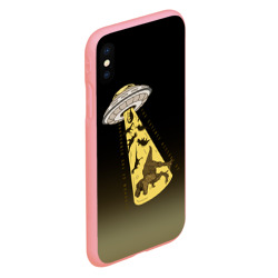 Чехол для iPhone XS Max матовый НЛО похищает динозавров - фото 2