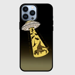 Чехол для iPhone 13 Pro Max НЛО похищает динозавров