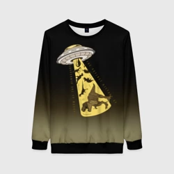 Женский свитшот 3D НЛО похищает динозавров