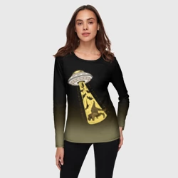 Женский лонгслив 3D НЛО похищает динозавров - фото 2