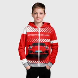 Детская толстовка 3D на молнии Porsche Порше red style - фото 2