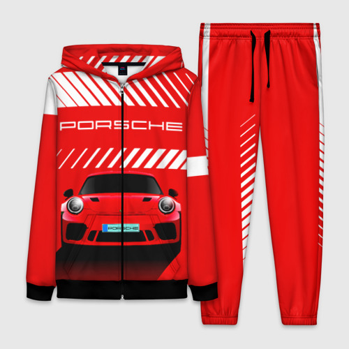 Женский костюм 3D Porsche Порше red style, цвет черный