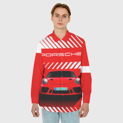 Мужская рубашка oversize 3D Porsche Порше red style - фото 2