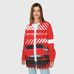 Женская рубашка oversize 3D Porsche Порше red style - фото 2