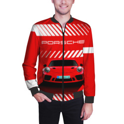 Мужской бомбер 3D Porsche Порше red style - фото 2