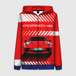 Женская толстовка 3D на молнии Porsche Порше red style