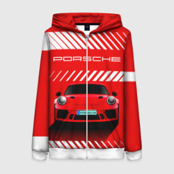 Женская толстовка 3D на молнии Porsche Порше red style