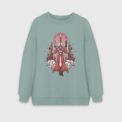 Женский свитшот oversize без начеса хлопок Данте в розах - Devil May Cry