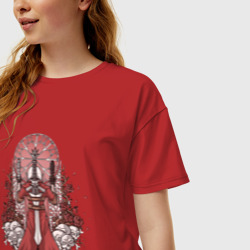 Женская футболка хлопок Oversize Данте в розах - фото 2