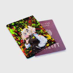 Обложка для паспорта матовая кожа Kaguya Luna с жвачкой - фото 2