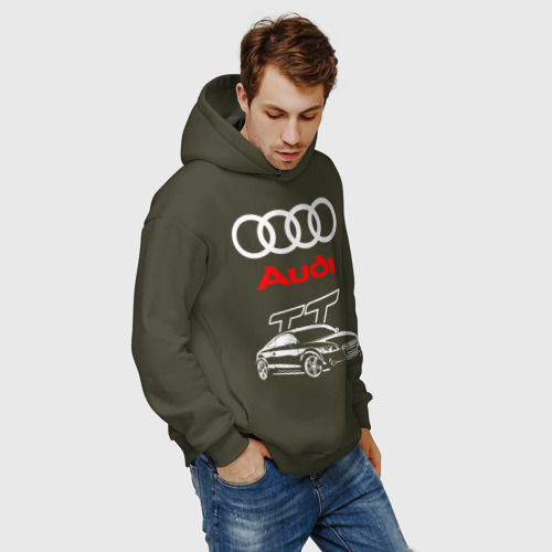 Мужское худи Oversize хлопок Audi TT Ауди ТТ спорт, цвет хаки - фото 7