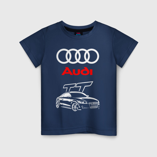 Детская футболка из хлопка с принтом Audi TT Ауди ТТ спорт, вид спереди №1