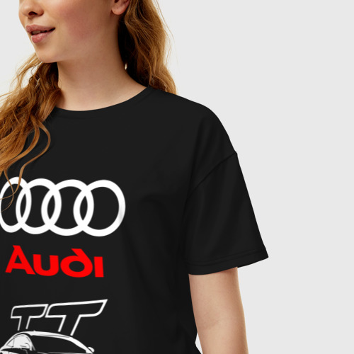 Женская футболка хлопок Oversize Audi TT Ауди ТТ спорт, цвет черный - фото 3