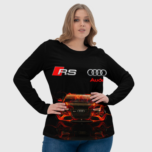 Женский лонгслив 3D с принтом Audi RS 5 fire Ауди РС 5, фото #4