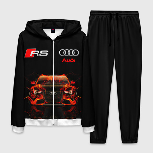 Мужской костюм 3D Audi RS 5 fire Ауди РС 5, цвет белый