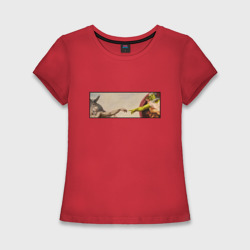 Женская футболка хлопок Slim Шрек - Сотворение ослика