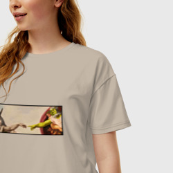 Женская футболка хлопок Oversize Шрек - Сотворение ослика - фото 2