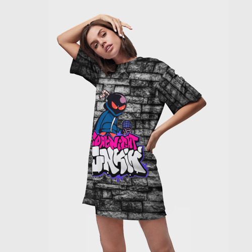 Платье-футболка 3D Friday Night Funkin Bomb man B, цвет 3D печать - фото 3