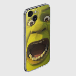 Чехол для iPhone 15 силиконовый с защитой камеры Shrek is yelling - фото 2