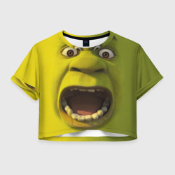 Женская футболка Crop-top 3D Shrek is yelling