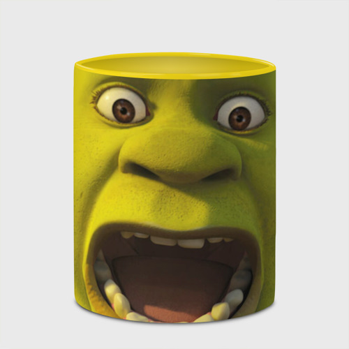 Кружка с полной запечаткой Shrek is yelling, цвет белый + желтый - фото 4