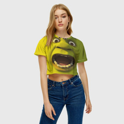 Женская футболка Crop-top 3D Shrek is yelling - фото 2