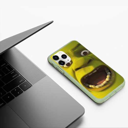 Чехол для iPhone 11 Pro матовый Shrek is yelling, цвет салатовый - фото 5