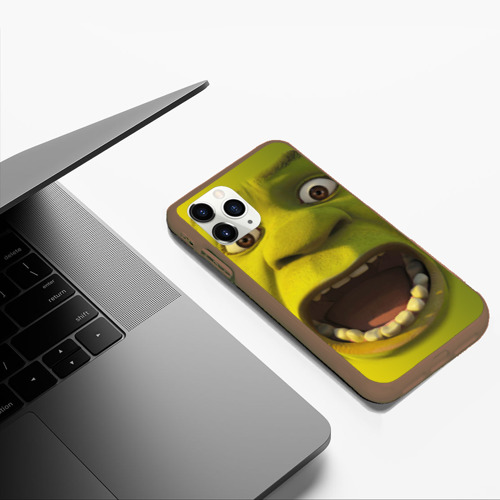 Чехол для iPhone 11 Pro Max матовый Shrek is yelling, цвет коричневый - фото 5