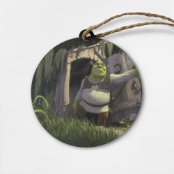 Деревянная игрушка круг Somebody Once Told Me - Шрек выходит из туалета