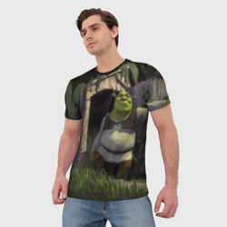 Мужская футболка 3D Somebody Once Told Me - Шрек выходит из туалета - фото 2